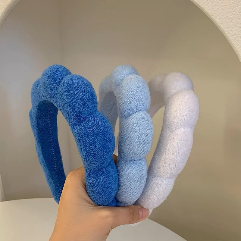 Wholesale terry cloth sponge twist hair band high cranial top color cloud bubble headband